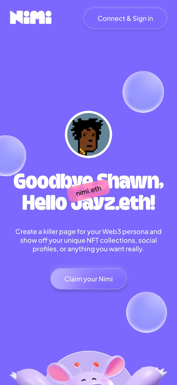 Nimi, mobile screen 1