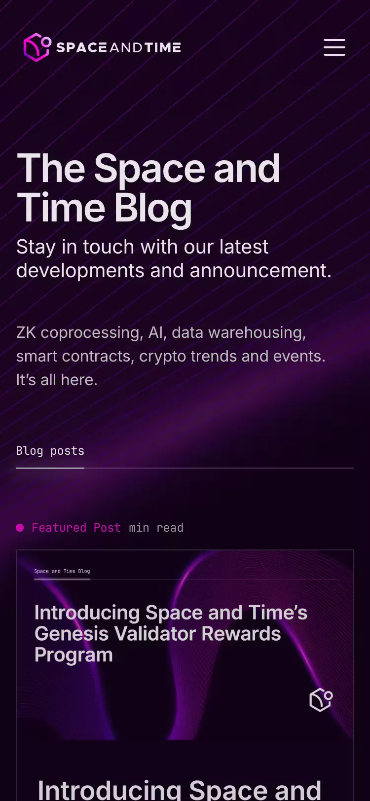 Space and Time, mobile screen 3