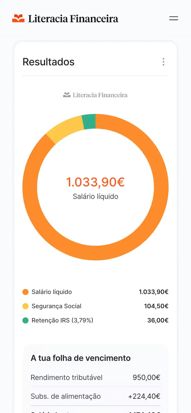 Literacia Financeira, mobile screen 3