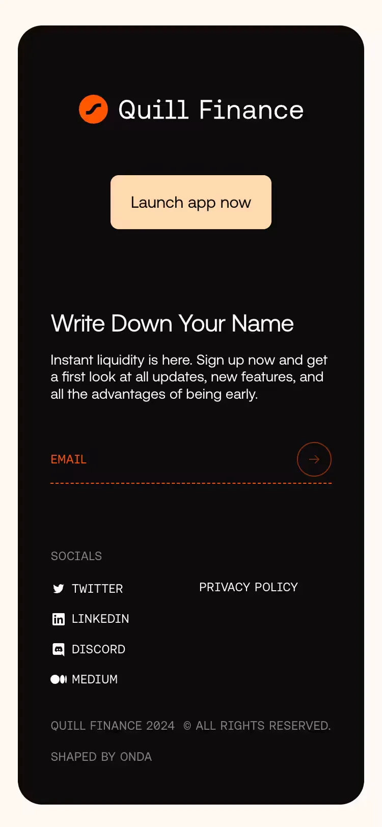 Quill, mobile screen 6